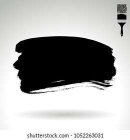 Black brush stroke and texture. Grunge vector abstract hand - painted element. Underline and border design.