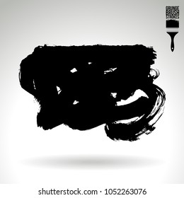 Black brush stroke and texture. Grunge vector abstract hand - painted element. Underline and border design.