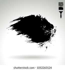 Black brush stroke and texture. Grunge vector abstract hand - painted element. Underline and border design.