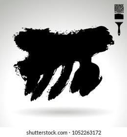 Black brush stroke and texture. Grunge vector abstract hand - painted element. Underline and border design.