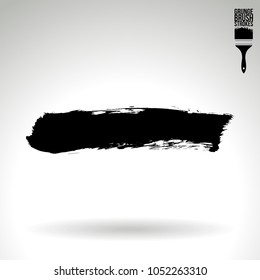 Black brush stroke and texture. Grunge vector abstract hand - painted element. Underline and border design.