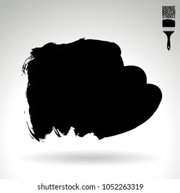 Black brush stroke and texture. Grunge vector abstract hand - painted element. Underline and border design.