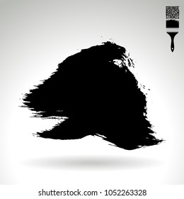 Black brush stroke and texture. Grunge vector abstract hand - painted element. Underline and border design.