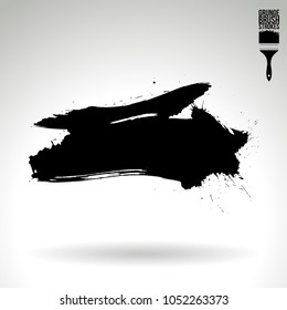 Black brush stroke and texture. Grunge vector abstract hand - painted element. Underline and border design.