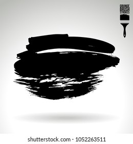 Black brush stroke and texture. Grunge vector abstract hand - painted element. Underline and border design.