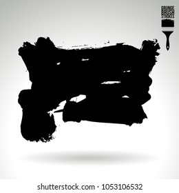 Black brush stroke and texture. Grunge vector abstract hand - painted element. Underline and border design.