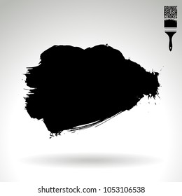 Black brush stroke and texture. Grunge vector abstract hand - painted element. Underline and border design.