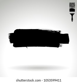 Black brush stroke and texture. Grunge vector abstract hand - painted element. Underline and border design.