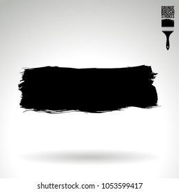 Black brush stroke and texture. Grunge vector abstract hand - painted element. Underline and border design.