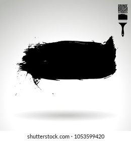 Black brush stroke and texture. Grunge vector abstract hand - painted element. Underline and border design.