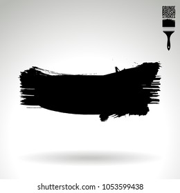 Black brush stroke and texture. Grunge vector abstract hand - painted element. Underline and border design.