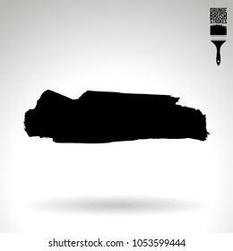 Black brush stroke and texture. Grunge vector abstract hand - painted element. Underline and border design.