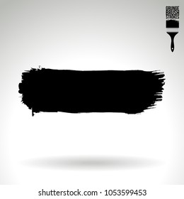 Black brush stroke and texture. Grunge vector abstract hand - painted element. Underline and border design.