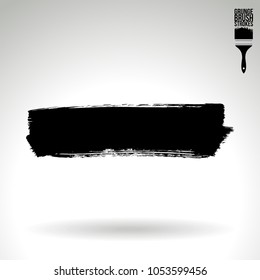 Black brush stroke and texture. Grunge vector abstract hand - painted element. Underline and border design.