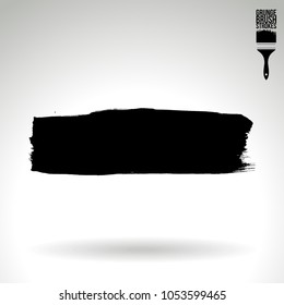 Black brush stroke and texture. Grunge vector abstract hand - painted element. Underline and border design.