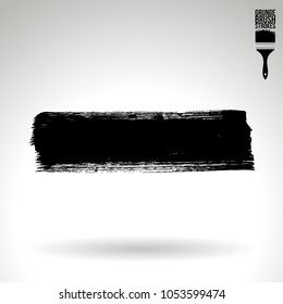 Black brush stroke and texture. Grunge vector abstract hand - painted element. Underline and border design.