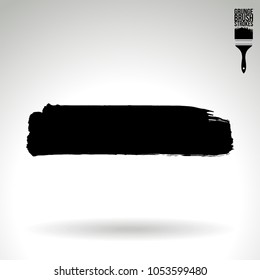 Black brush stroke and texture. Grunge vector abstract hand - painted element. Underline and border design.