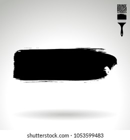 Black brush stroke and texture. Grunge vector abstract hand - painted element. Underline and border design.
