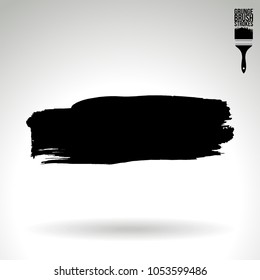 Black brush stroke and texture. Grunge vector abstract hand - painted element. Underline and border design.