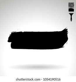 Black brush stroke and texture. Grunge vector abstract hand - painted element. Underline and border design.