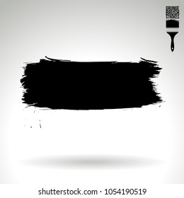 Black brush stroke and texture. Grunge vector abstract hand - painted element. Underline and border design.