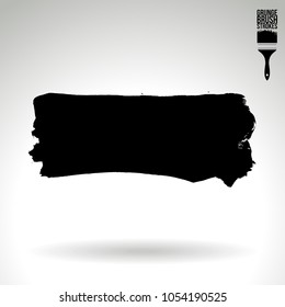 Black brush stroke and texture. Grunge vector abstract hand - painted element. Underline and border design.