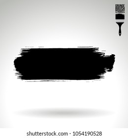 Black brush stroke and texture. Grunge vector abstract hand - painted element. Underline and border design.