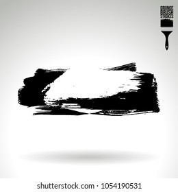 Black brush stroke and texture. Grunge vector abstract hand - painted element. Underline and border design.