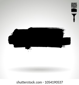 Black brush stroke and texture. Grunge vector abstract hand - painted element. Underline and border design.