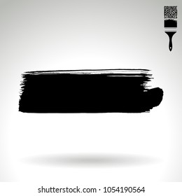Black brush stroke and texture. Grunge vector abstract hand - painted element. Underline and border design.