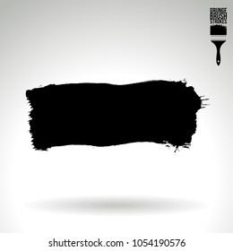 Black brush stroke and texture. Grunge vector abstract hand - painted element. Underline and border design.