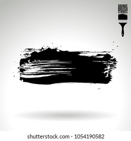Black brush stroke and texture. Grunge vector abstract hand - painted element. Underline and border design.