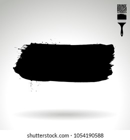 Black brush stroke and texture. Grunge vector abstract hand - painted element. Underline and border design.