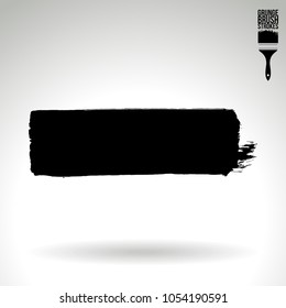 Black brush stroke and texture. Grunge vector abstract hand - painted element. Underline and border design.