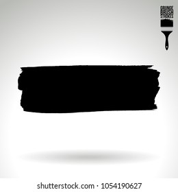 Black brush stroke and texture. Grunge vector abstract hand - painted element. Underline and border design.