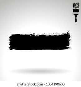 Black brush stroke and texture. Grunge vector abstract hand - painted element. Underline and border design.