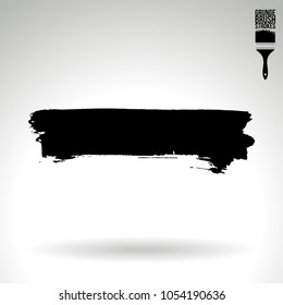 Black brush stroke and texture. Grunge vector abstract hand - painted element. Underline and border design.