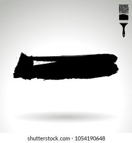 Black brush stroke and texture. Grunge vector abstract hand - painted element. Underline and border design.