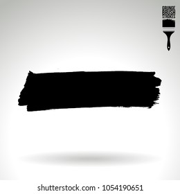 Black brush stroke and texture. Grunge vector abstract hand - painted element. Underline and border design.