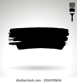 Black brush stroke and texture. Grunge vector abstract hand - painted element. Underline and border design.