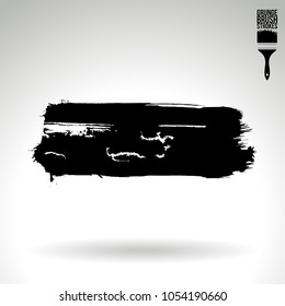 Black brush stroke and texture. Grunge vector abstract hand - painted element. Underline and border design.