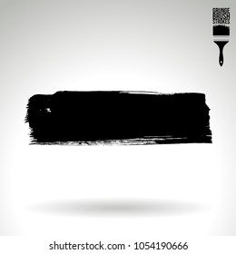 Black brush stroke and texture. Grunge vector abstract hand - painted element. Underline and border design.