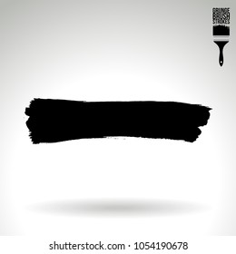 Black brush stroke and texture. Grunge vector abstract hand - painted element. Underline and border design.