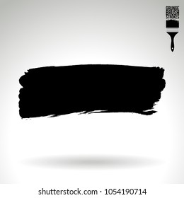 Black brush stroke and texture. Grunge vector abstract hand - painted element. Underline and border design.