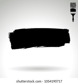 Black brush stroke and texture. Grunge vector abstract hand - painted element. Underline and border design.