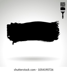 Black brush stroke and texture. Grunge vector abstract hand - painted element. Underline and border design.