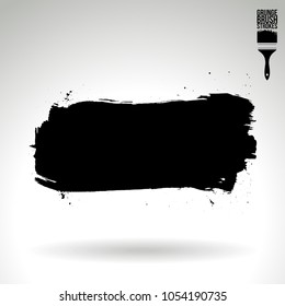Black brush stroke and texture. Grunge vector abstract hand - painted element. Underline and border design.