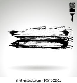 Black brush stroke and texture. Grunge vector abstract hand - painted element. Underline and border design.