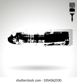 Black brush stroke and texture. Grunge vector abstract hand - painted element. Underline and border design.