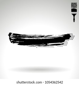 Black brush stroke and texture. Grunge vector abstract hand - painted element. Underline and border design.